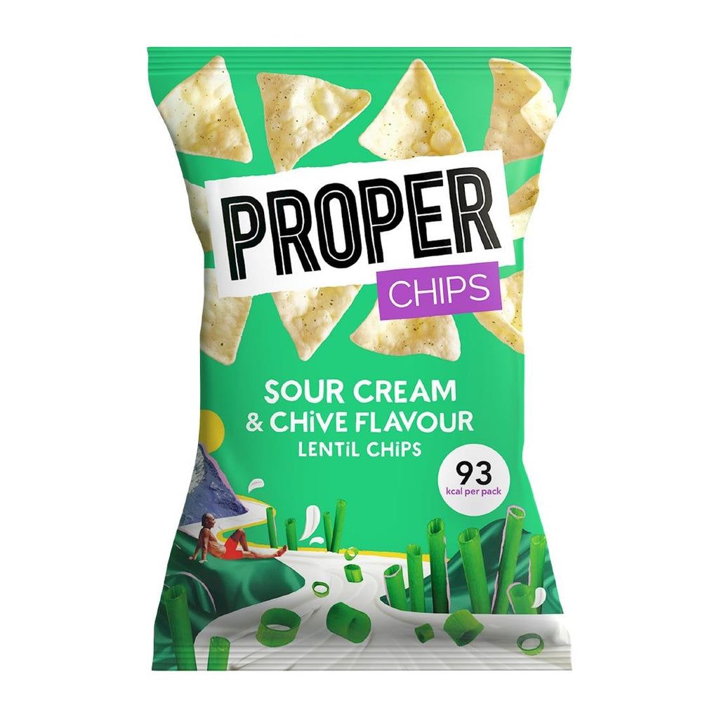 Properchips Impulse Sour Cream & Chive Lentil Chips 20g (Pack of 24) - HS873  Proper Corn   