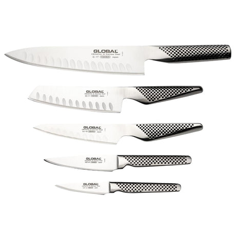 Global 5 Piece Knife Set with Block G-525/NB - HS887  Grunwerg   
