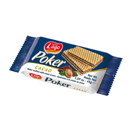 Gastone Lago Poker Cocoa Creme Wafers 45g (Pack of 20) - HT325  Lago Poker   