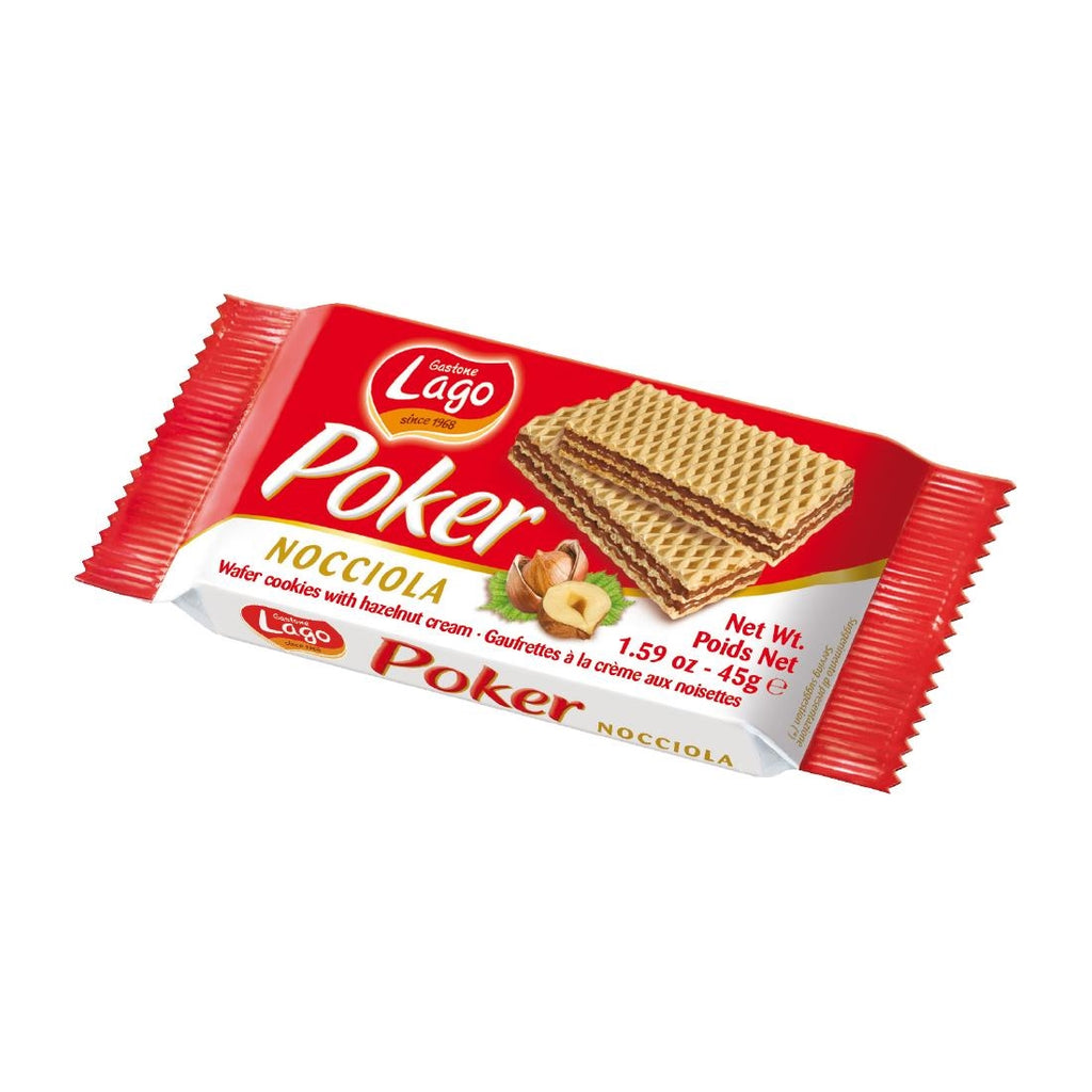 Lago Poker Hazelnut Cream Wafers 45g (Pack of 20) - HT326  Lago Poker   
