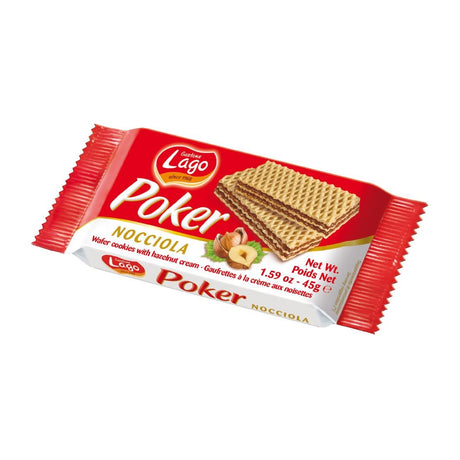 Lago Poker Hazelnut Cream Wafers 45g (Pack of 20) - HT326  Lago Poker   