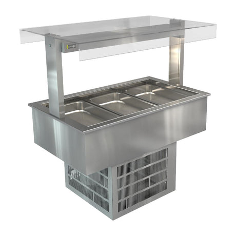 Cossiga Linear Series Drop-in Refrigerated Well w/Flat Top Sneeze Guard 1145mm - HT626  Cossiga   