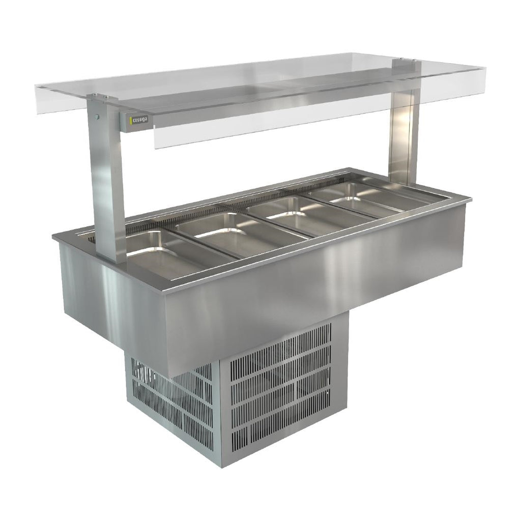 Cossiga Linear Series Drop-in Refrigerated Well w/Flat Top Sneeze Guard 1485mm - HT627  Cossiga   