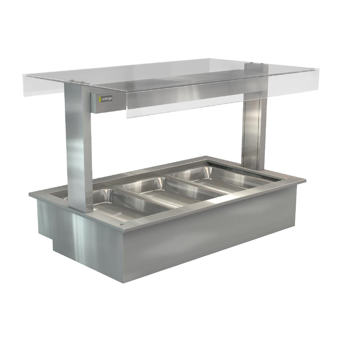 Cossiga Linear Series Drop-in Bain Marie 3x1/1GN w/Flat Top Sneeze Guard 1145mm - HT656 Bain Maries Cossiga