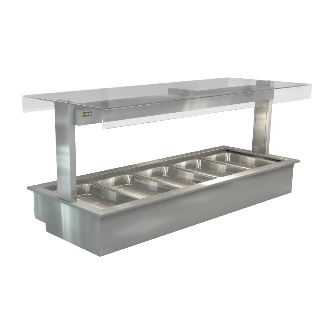 Cossiga Linear Series Drop-in Bain Marie 5x1/1GN w/Flat Top Sneeze Guard 1825mm - HT658 Bain Maries Cossiga