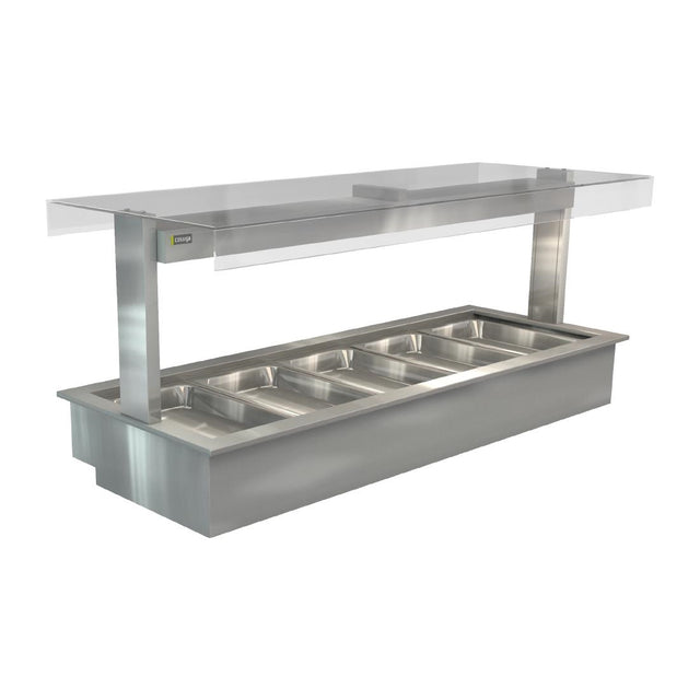 Cossiga Linear Series Drop-in Bain Marie 5x1/1GN w/Flat Top Sneeze Guard 1825mm - HT658 Bain Maries Cossiga