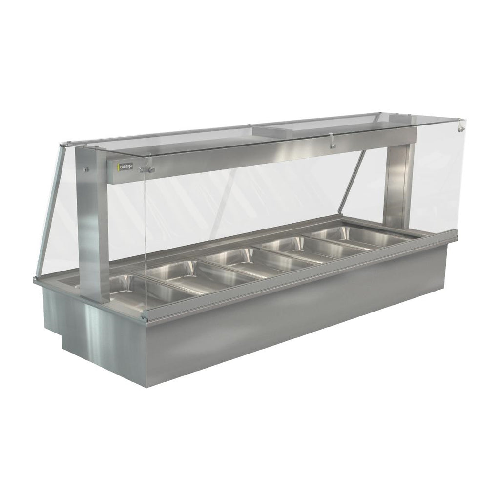 Cossiga Linear Series Drop-in Bain Marie 5x1/1GN w/Square Glass Assisted Service 1825mm - HT662 Bain Maries Cossiga