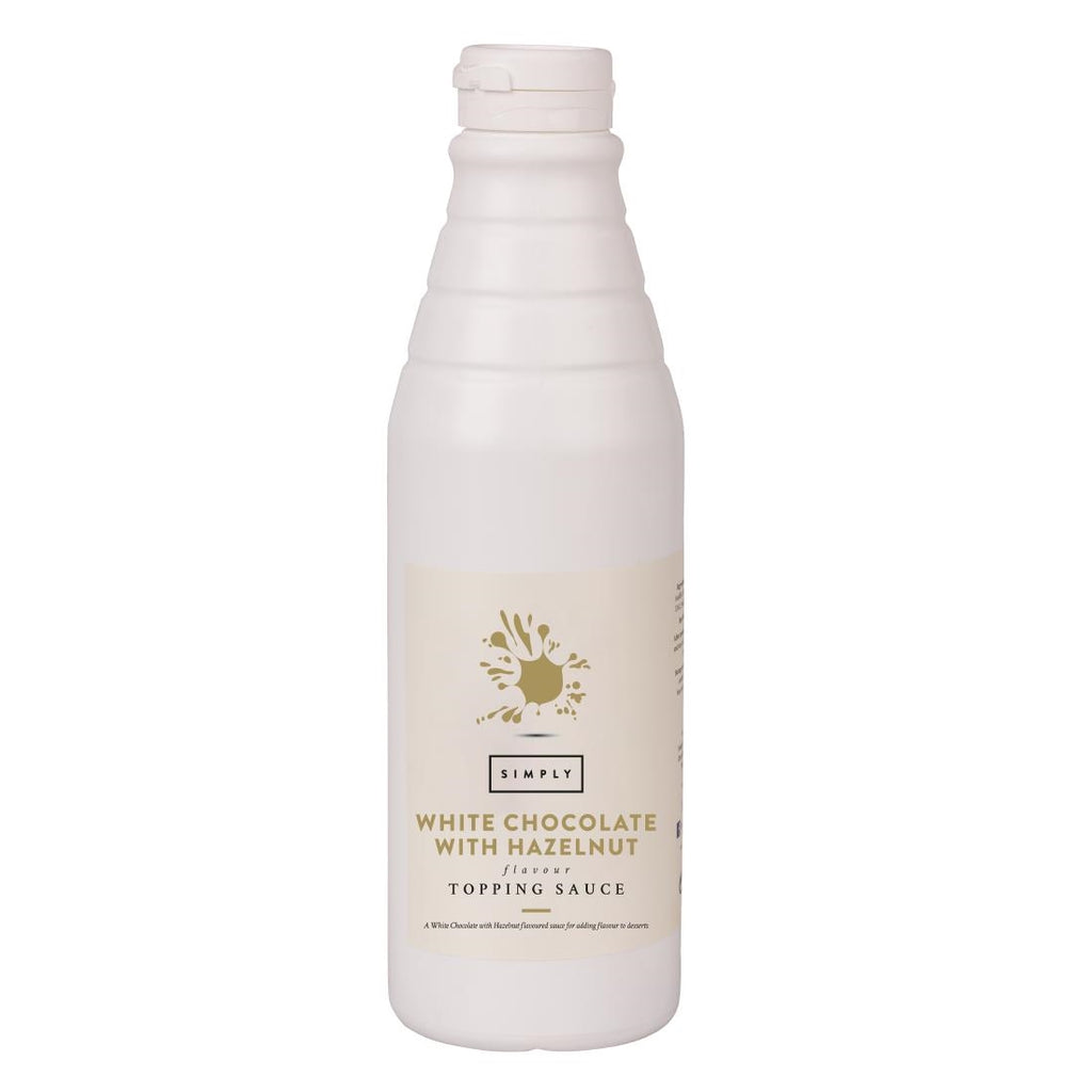 Simply White Chocolate Topping Sauce with Hazelnut Flavouring 1kg - HT855  Simply   