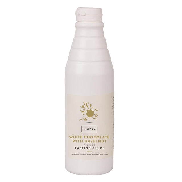 Simply White Chocolate Topping Sauce with Hazelnut Flavouring 1kg - HT855  Simply   