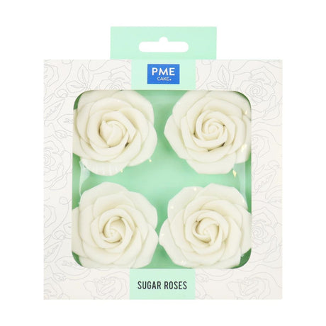 PME White Sugar Roses 62mm (Pack of 4) - HU358  PME   