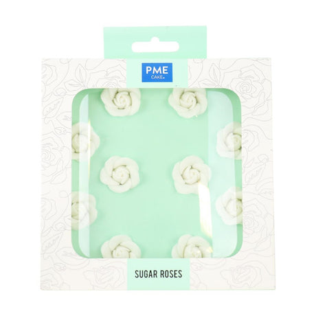 PME White Sugar Roses 25mm (Pack of 10) - HU361  PME   