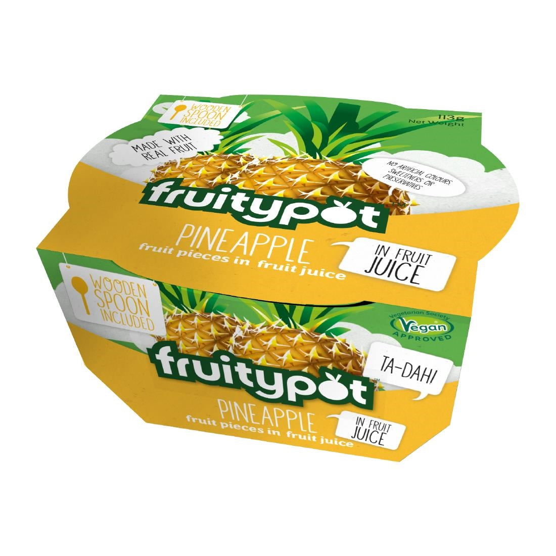 Fruitypot Pineapple in Juice with Spoon 113g (Pack of 18) - HW357  Fruitypot   