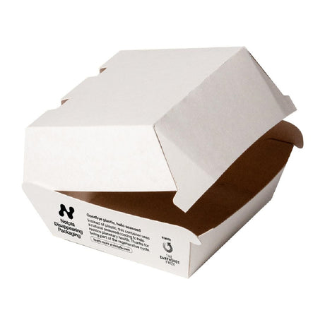 Notpla Clamshell Burger Boxes - White (Pack of 200) - HW504 Takeaway Food Containers Notpla   