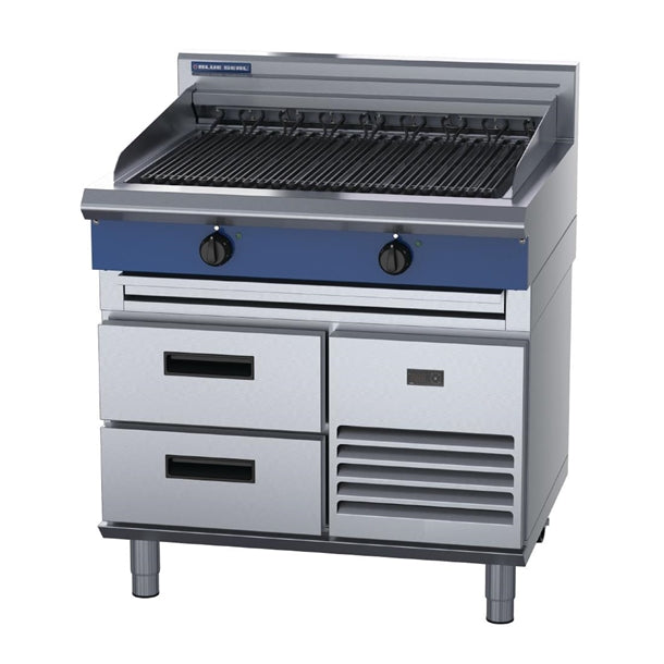 Blue Seal 900mm Electric Chargrill with Refrigerated Base UKE596D-R - HW619  Blue Seal   