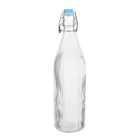 Olympia Ridged Swing Top Water Bottles 1Ltr (Pack of 6) - HW793 Jugs, Pitchers, Decanters & Carafes Olympia   