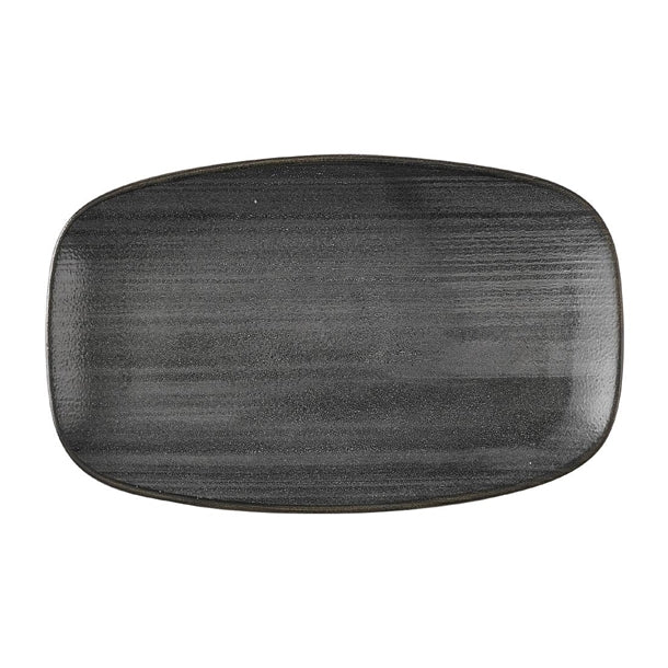 Churchill Stonecast Raw Black Oblong Chefs Plates 180 x 101mm (Pack of 12) - HX053 Plates Churchill Super Vitrified