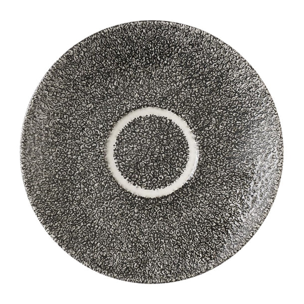 Churchill Studio Prints Raku Quartz Black Cappuccino Saucers 158mm (Pack of 12) - HX119 Churchill Super Vitrified Churchill Super Vitrified   