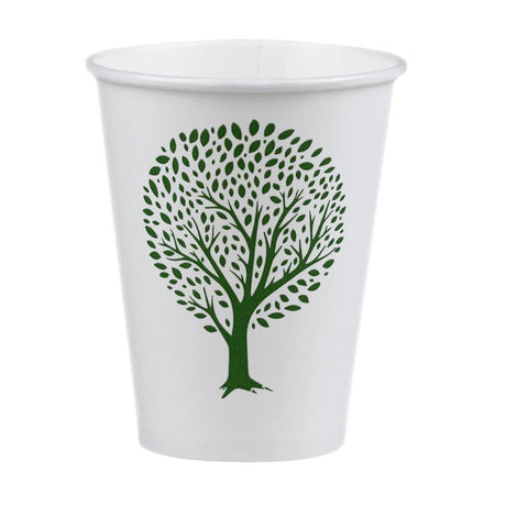 Vegware Green Tree White Hot Cups 8oz 79-Series (Pack of 1000) - HX489 Disposable Cups Vegware   