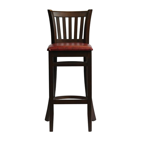 Manhattan Bar Chair in Dark Walnut with Bison Bordeaux Seat - HX851 All Stools Everyday   