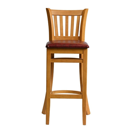 Manhattan Bar Chair in Soft Oak with Bison Bordeaux Seat - HX858 All Stools Everyday   