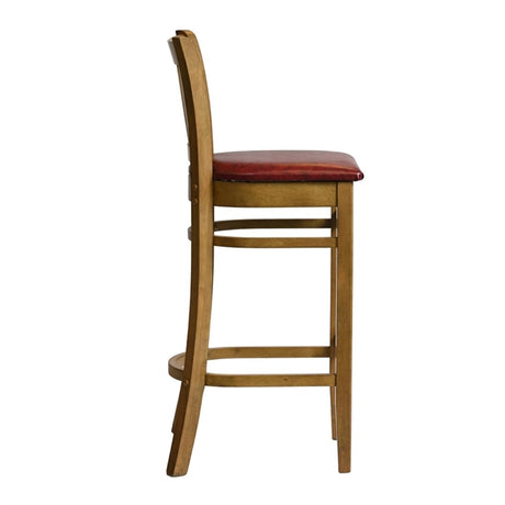 Manhattan Bar Chair in Weathered Oak with Bison Bordeaux Seat - HX865 All Stools Everyday   