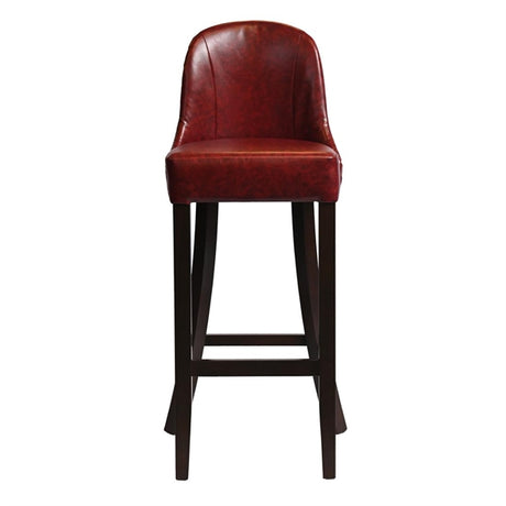 Kilsby Bar Chair in Dark Walnut with Bison Bordeaux Seat - HX896 All Stools Everyday   