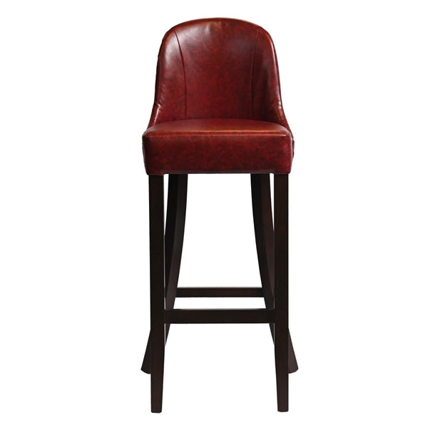 Kilsby Bar Chair in Dark Walnut with Bison Bordeaux Seat - HX896 All Stools Everyday   