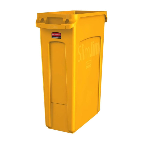 Rubbermaid Slim Jim with Venting Channels Yellow 87Ltr - HY012  Slim Jim   