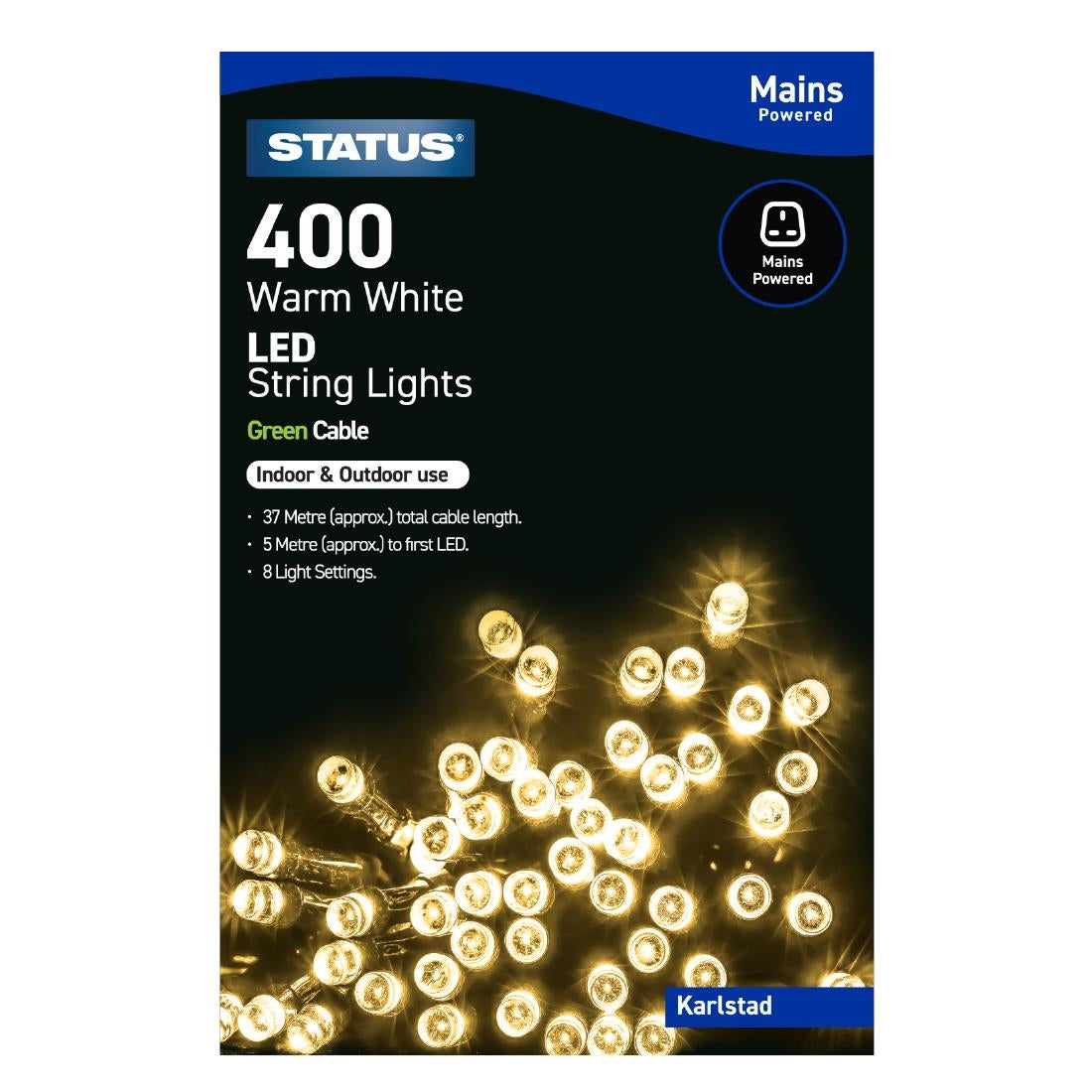 Status Karlstad 400 Warm White LED Indoor/Outdoor String Lights - HY745  Status   