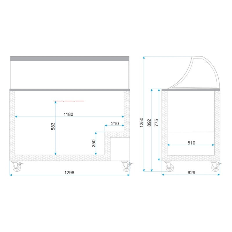 Tefcold Scoop Ice Cream Counter Display Freezer 10 x 5 Litre - IC400SC + CANOPY Ice Cream Display Freezers Tefcold   