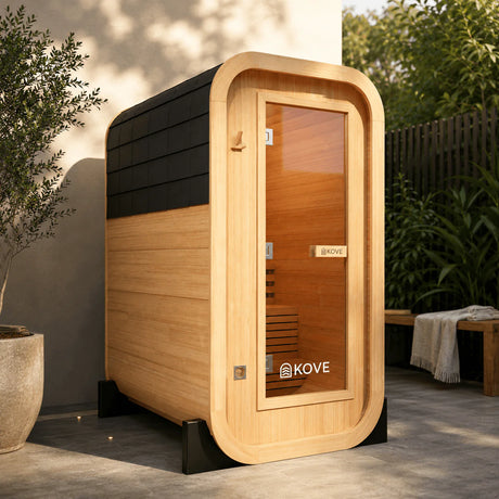 KOVE Compact Cube Sauna 1-2 Person Outdoor Sauna – Premium Spruce Wood, 4.5kW Harvia Heater, Modern Cube Design | KOVE-CUBE2 Outdoor Cube Saunas KOVE