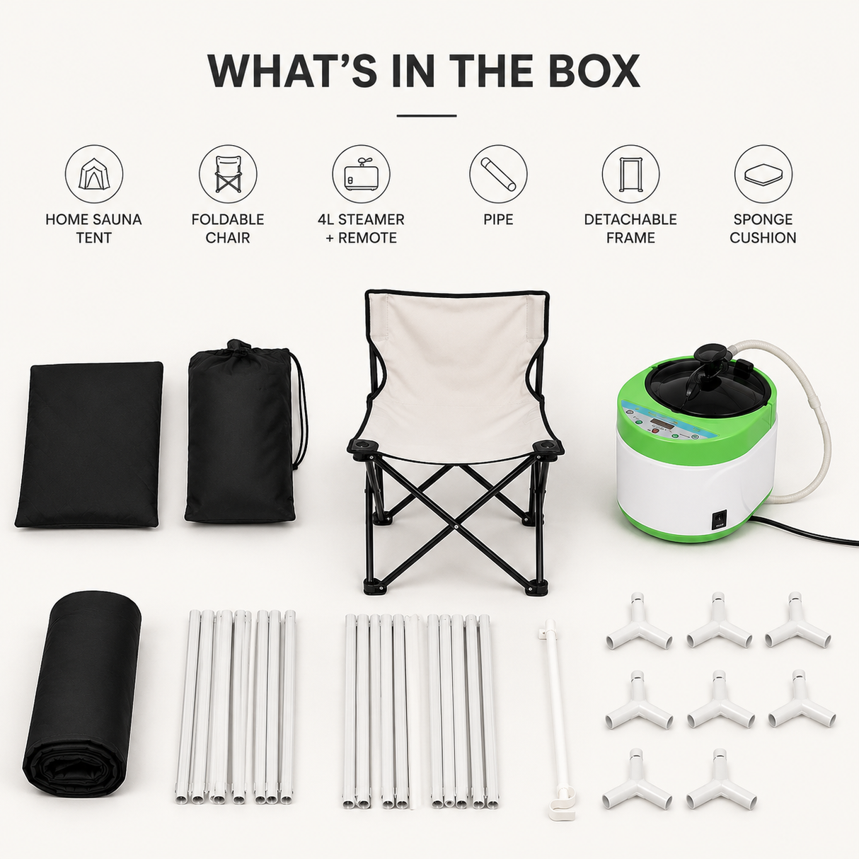KOVE Portable Steam Sauna Tent | Home Steam Sauna with 4L Steamer & Chair - KOVE-STT