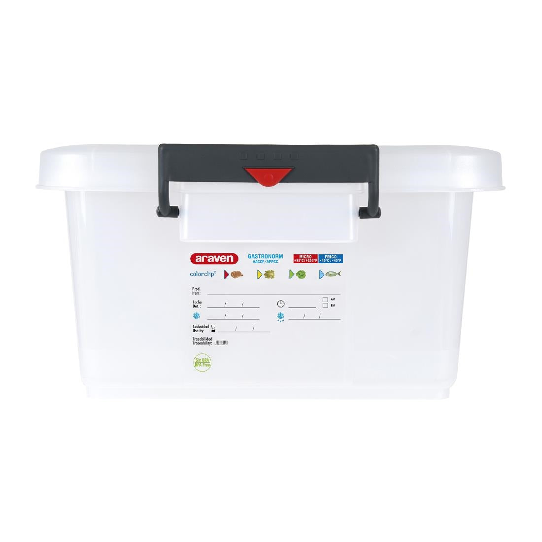 Araven Polypropylene Food Storage Container with Colour Clips 40Ltr - J244  Araven   