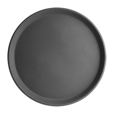 Olympia Kristallon Fibreglass Round Non-Slip Tray Black 356mm - J846  Olympia   