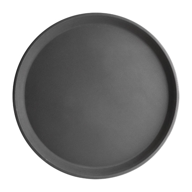 Olympia Kristallon Fibreglass Round Non-Slip Tray Black 356mm - J846  Olympia   
