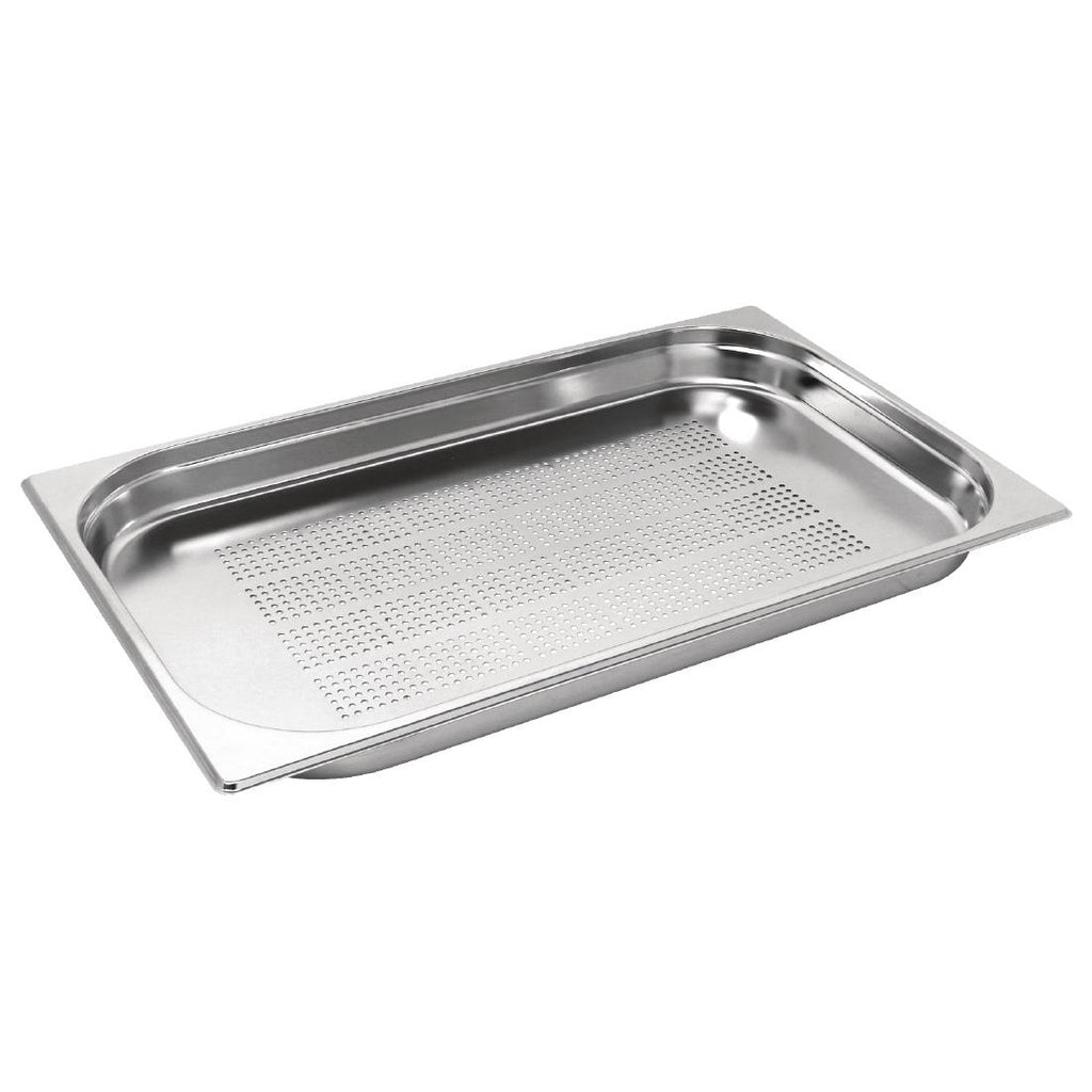 Vogue Stainless Steel Perforated 1/1 Gastronorm Tray 40mm - K839  Vogue   