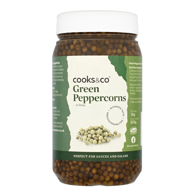 Cooks & Co Whole Green Peppercorns in Brine 1kg - KA066  Cooks & CO   