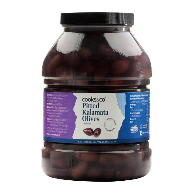 Cooks & Co Pitted Kalamata Olives 2.25kg (NDW 1.4kg) - KA070  Cooks & CO   