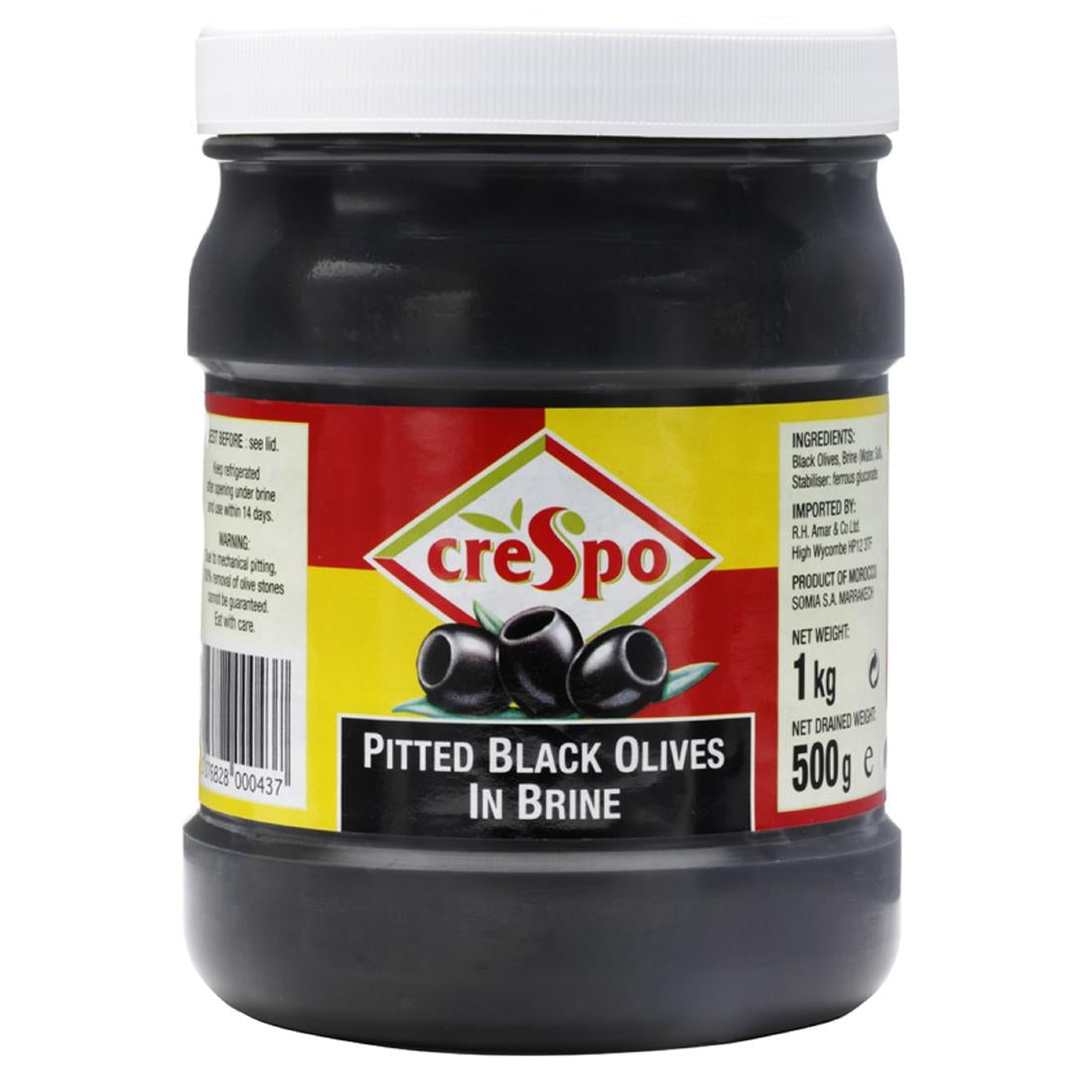 Crespo Pitted Black Olives 1kg (NDW 500g) - KA074  Crespo   