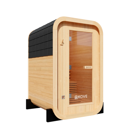 KOVE Compact Cube Sauna 1-2 Person Outdoor Sauna – Premium Spruce Wood, 4.5kW Harvia Heater, Modern Cube Design | KOVE-CUBE2 Outdoor Cube Saunas KOVE