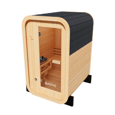 KOVE Compact Cube Sauna 1-2 Person Outdoor Sauna – Premium Spruce Wood, 4.5kW Harvia Heater, Modern Cube Design | KOVE-CUBE2 Outdoor Cube Saunas KOVE