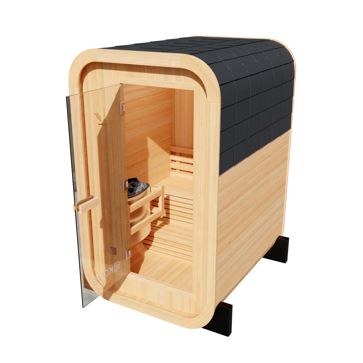 KOVE Compact Cube Sauna 1-2 Person Outdoor Sauna – Premium Spruce Wood, 4.5kW Harvia Heater, Modern Cube Design | KOVE-CUBE2