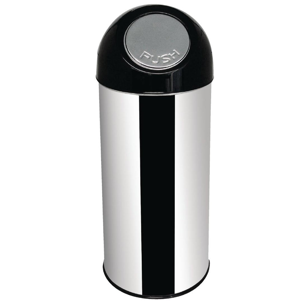 Bolero Stainless Steel Push Top Bullet Bin Silver 40Ltr - L044  Bolero   