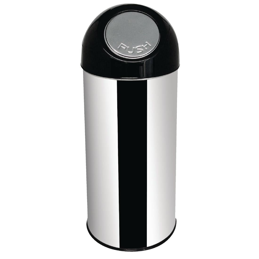 Bolero Stainless Steel Push Top Bullet Bin Silver 40Ltr - L044  Bolero   