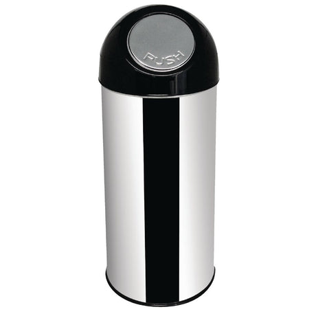 Bolero Stainless Steel Push Top Bullet Bin Silver 40Ltr - L044  Bolero   