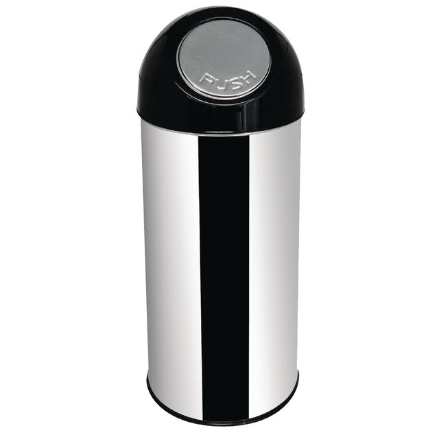Bolero Stainless Steel Push Top Bullet Bin Silver 40Ltr - L044  Bolero   