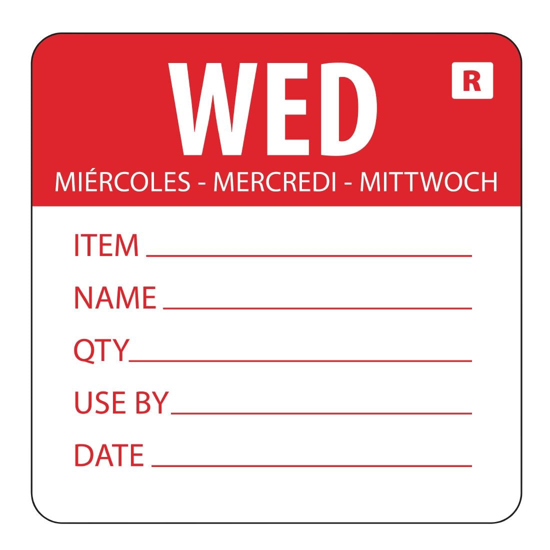 Hygiplas Removable Day of the Week Label Wednesday (Pack of 500) - L068  Hygiplas   