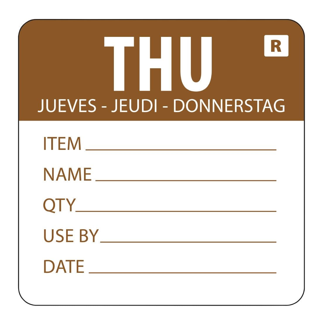 Hygiplas Removable Day of the Week Label Thursday (Pack of 500) - L069  Hygiplas   
