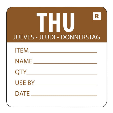 Hygiplas Removable Day of the Week Label Thursday (Pack of 500) - L069  Hygiplas   