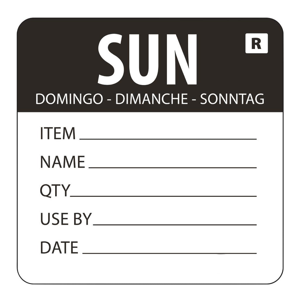 Hygiplas Removable Day of the Week Label Sunday (Pack of 500) - L072  Hygiplas   
